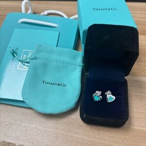 Tiffany & Co. Silver and Blue Heart Earrings